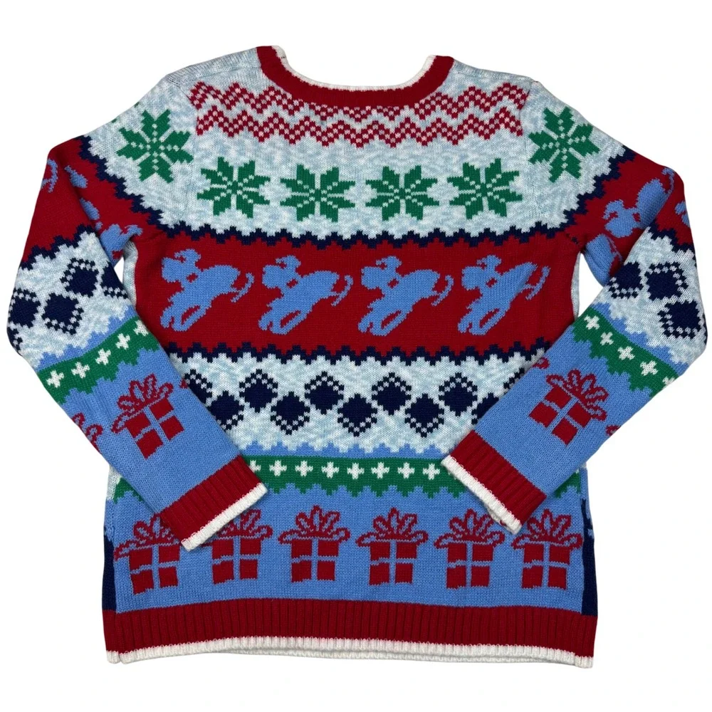 33 Degrees Gingerbread Man Snowmobile Ugly Christmas‎ Sweater Kids L 14 16 Gift